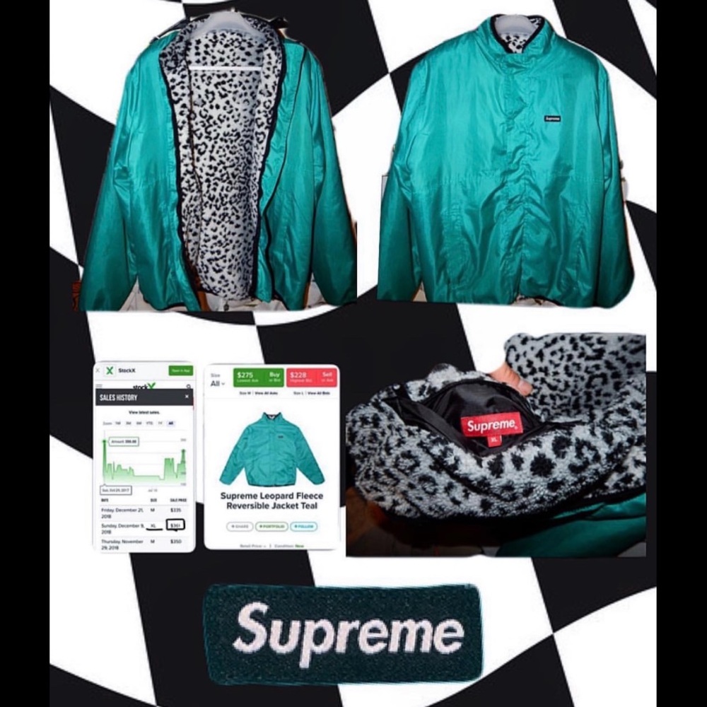 Supreme Leopard Fleece | FW17’ | XL | Teal/White